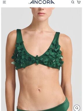 Ancora Auléa Green Floral Appliqué Bikini Top